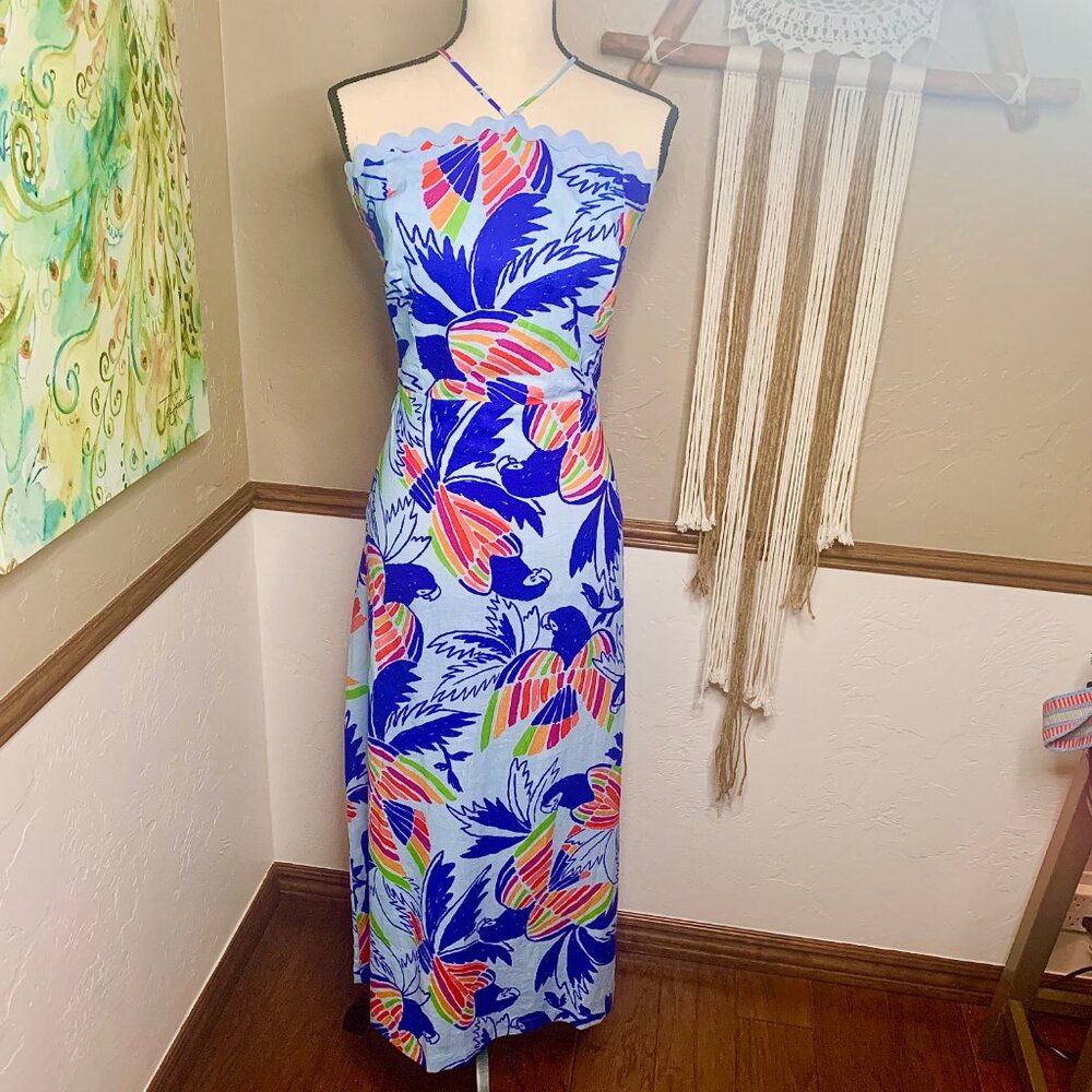 Farm Rio Blue Color Birds Midi Dress NWT Size XL - Picture 11 of 16